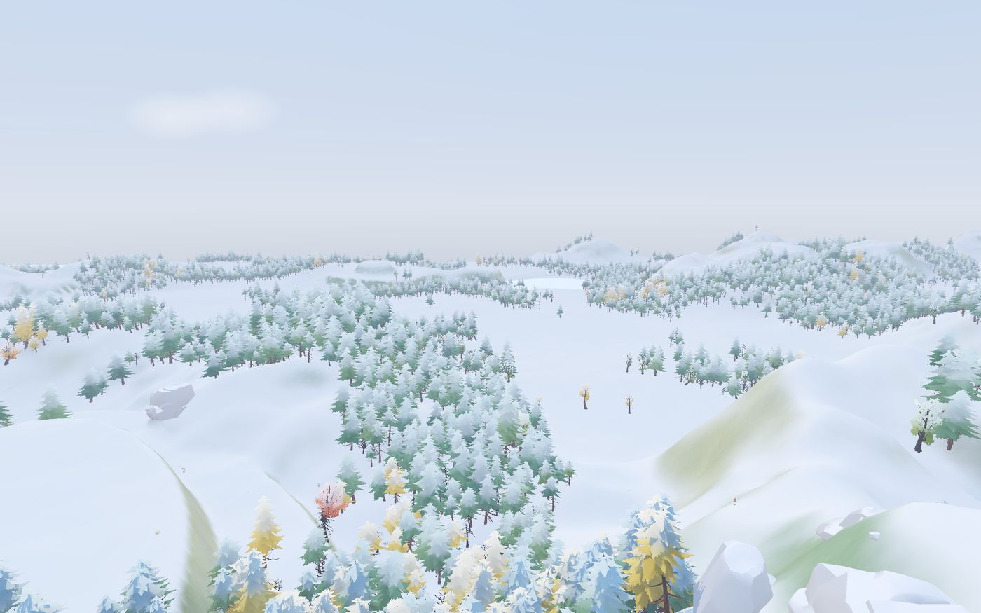 Snowy hills and frosted forest stretching across Frost Pass.